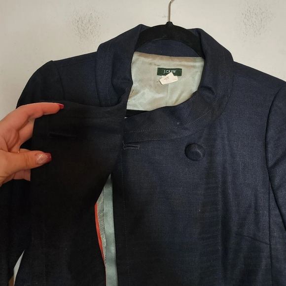 J. Crew linen blend navy blazer jacket. Women's size 4. - Picture 3 of 16